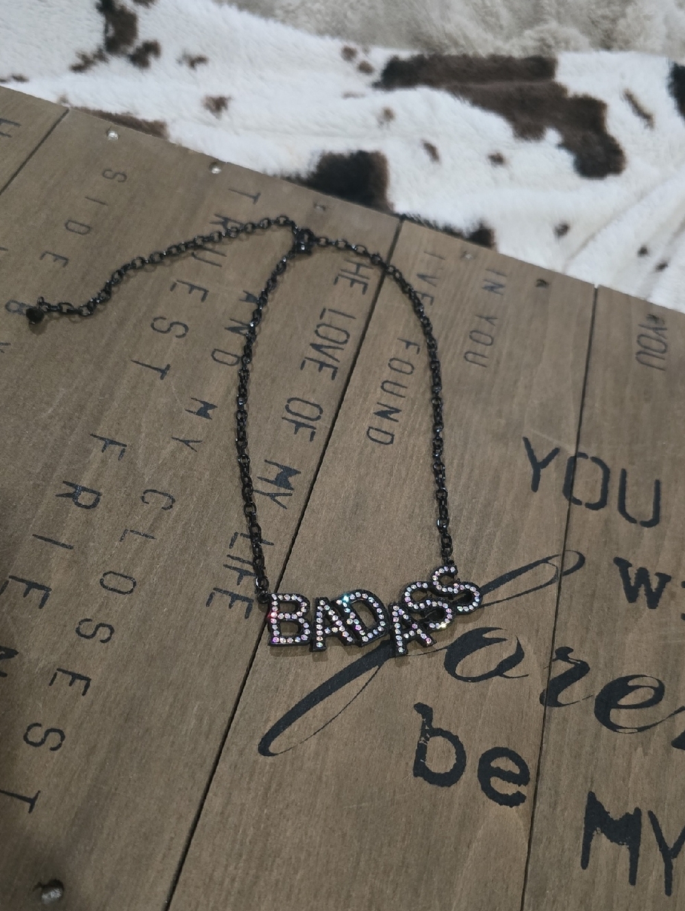 Badass Crystal Pendant Necklace - Black Chain